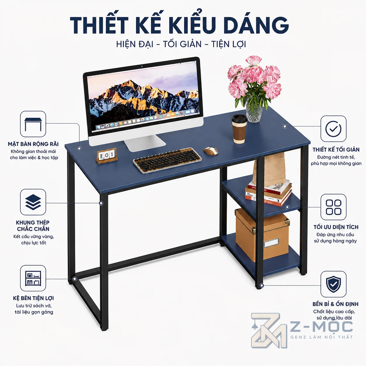 Kiểu dáng gọn gàng, dễ bố trí trong nhiều không gian