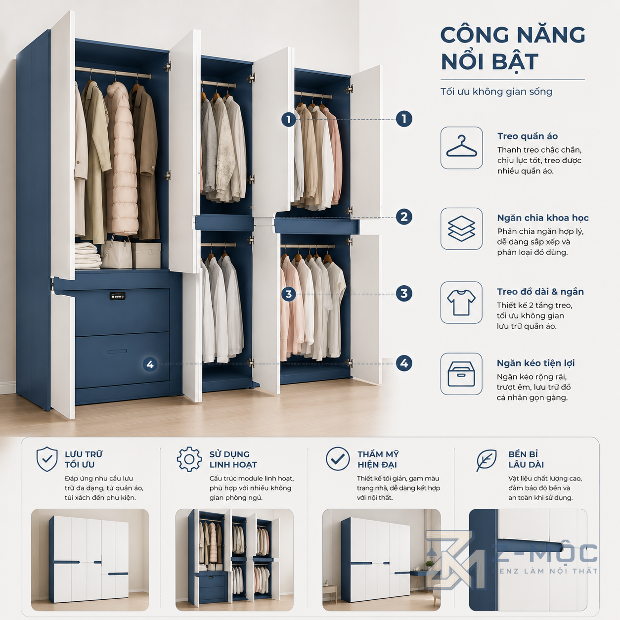 Nhiều khoang lưu trữ, sắp xếp khoa học
