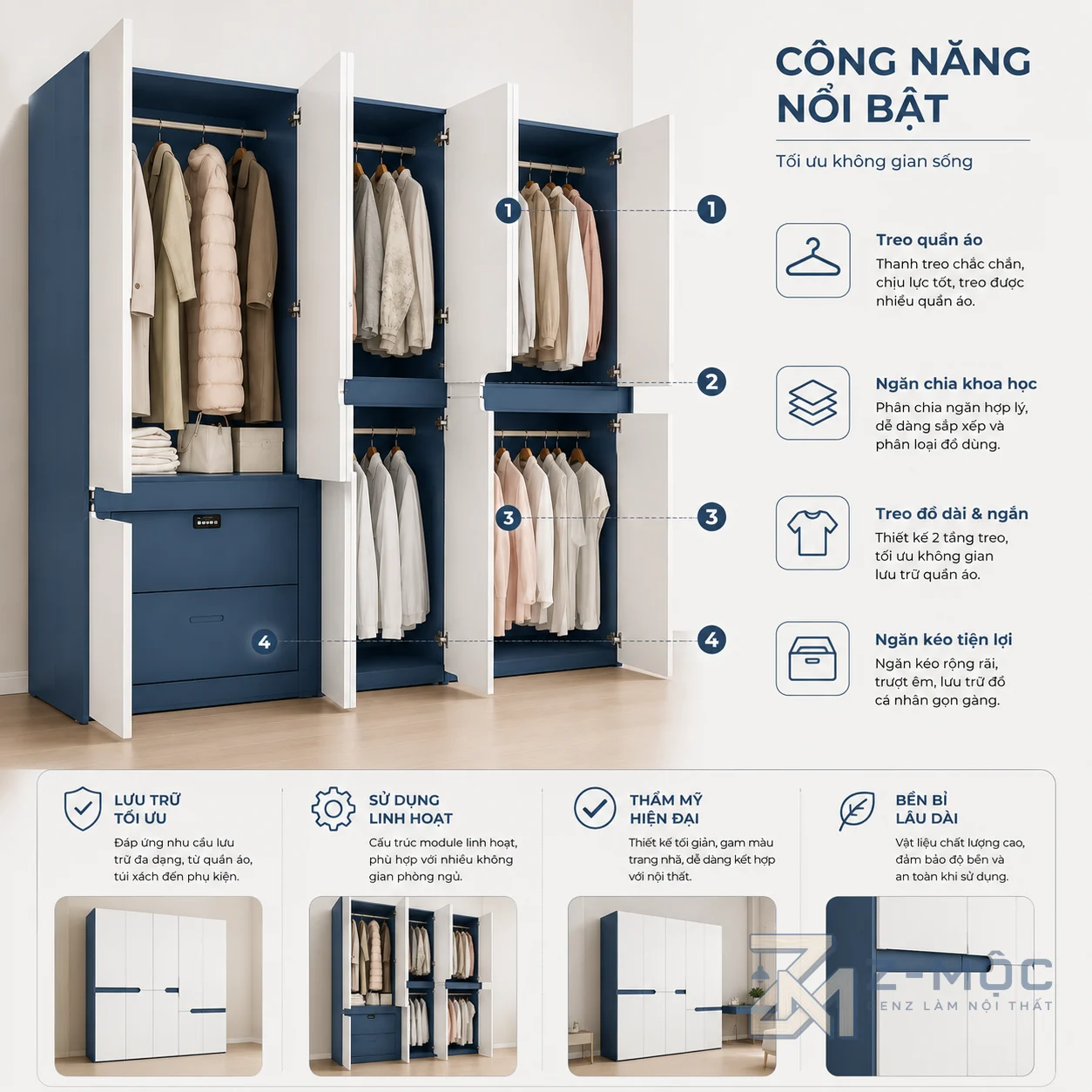 Nhiều khoang lưu trữ, sắp xếp khoa học