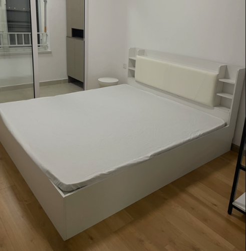 Giường Ngủ Bọc Nệm Đầu Giường Kèm Kệ Để Đồ Tiện Ích ZM-11020 photo review