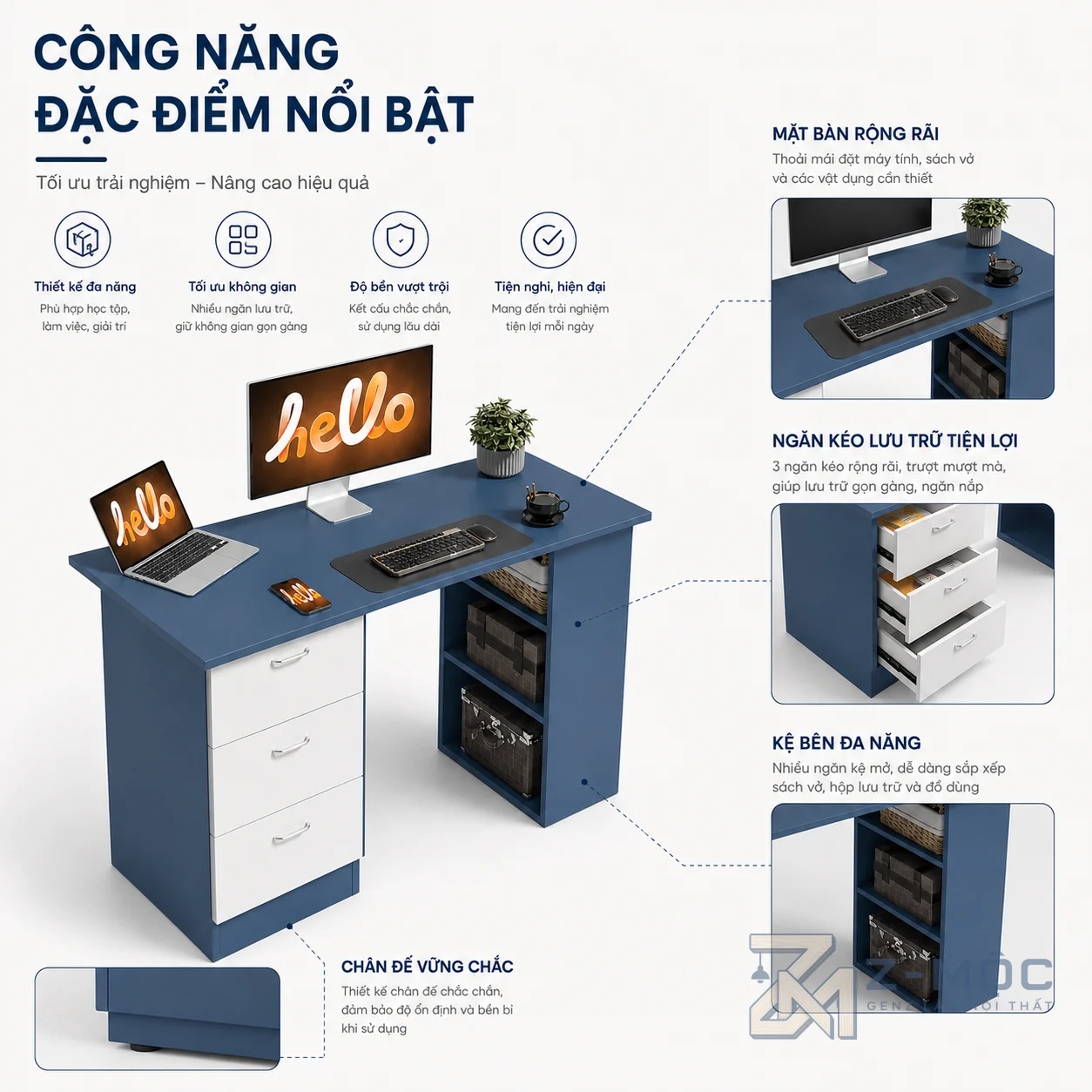 Tăng khả năng lưu trữ cho góc làm việc