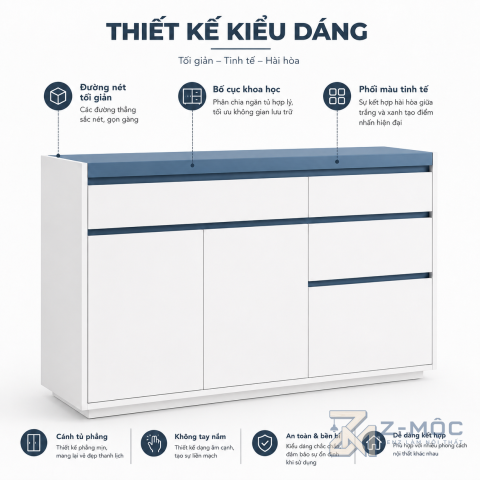 Thiết kế cân đối, dễ bố trí trong nhiều không gian