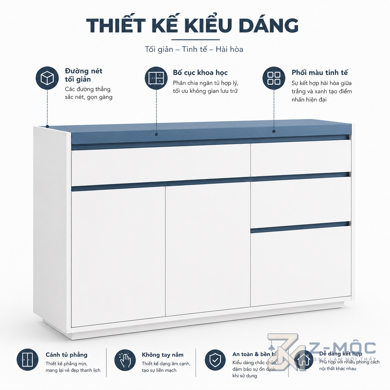 Thiết kế cân đối, dễ bố trí trong nhiều không gian