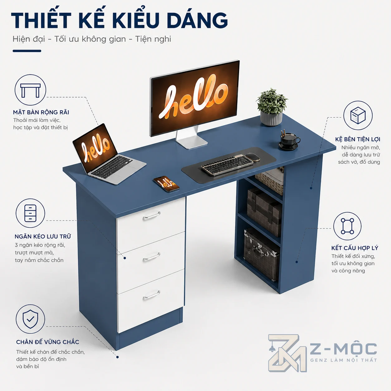 Thiết kế cân đối, màu sắc hài hòa