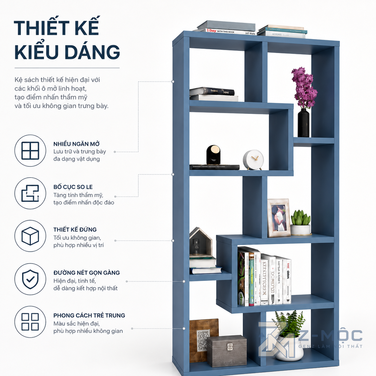 Thiết kế chia ô hiện đại tạo điểm nhấn cho không gian