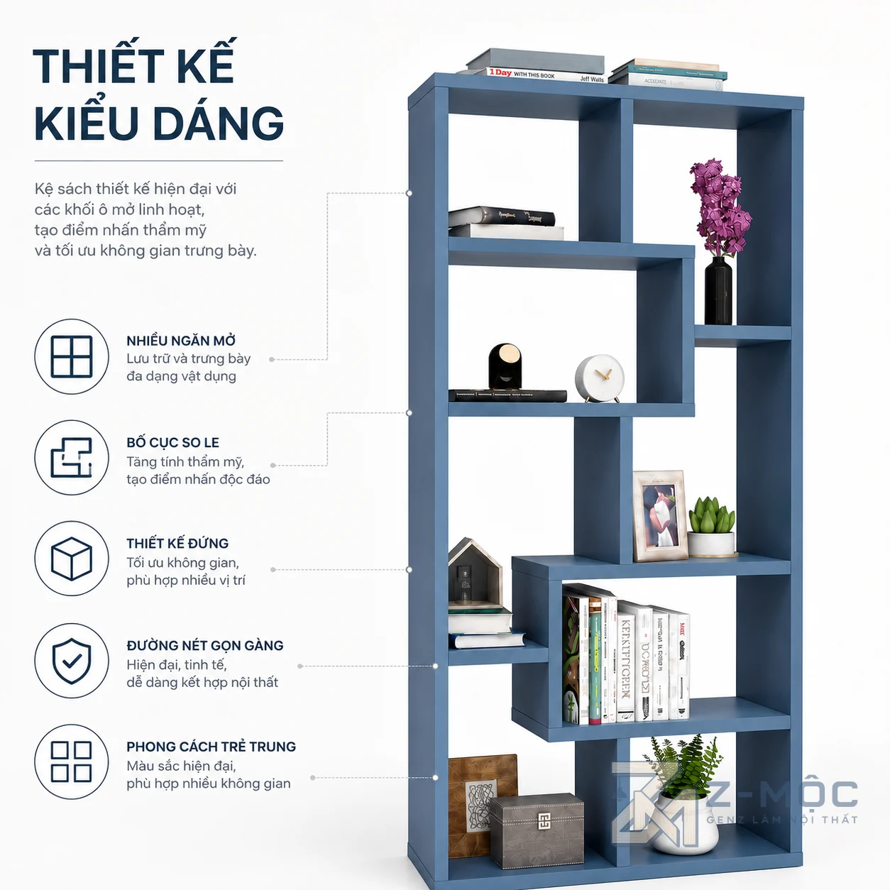 Thiết kế chia ô hiện đại tạo điểm nhấn cho không gian