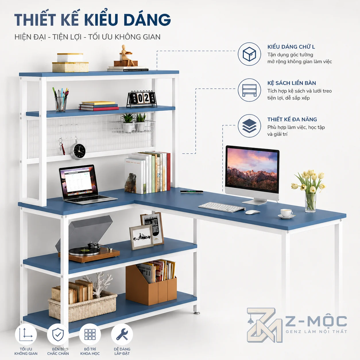 Thiết kế chữ L tận dụng tối đa diện tích sử dụng