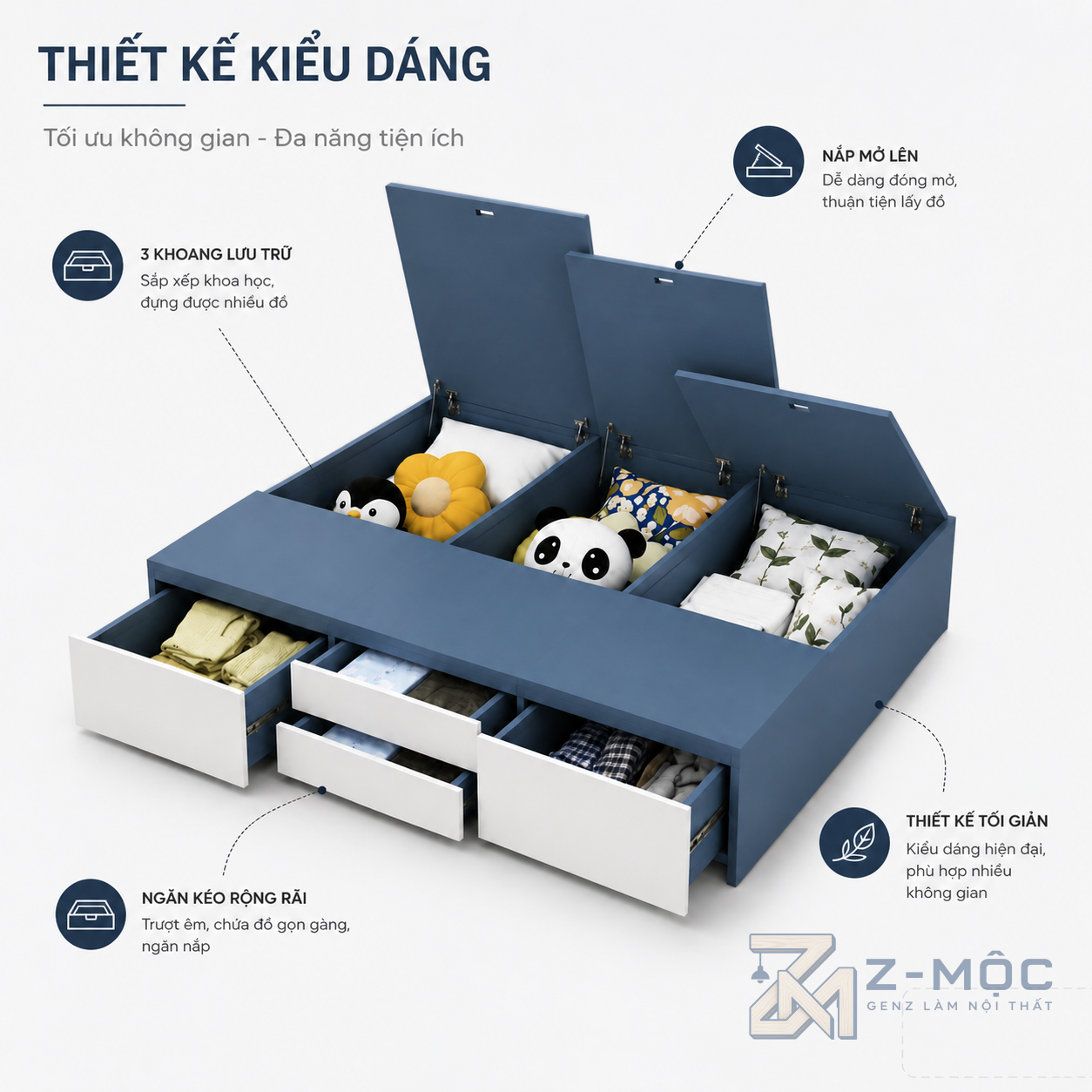 Thiết kế gọn gàng, dễ kết hợp nội thất