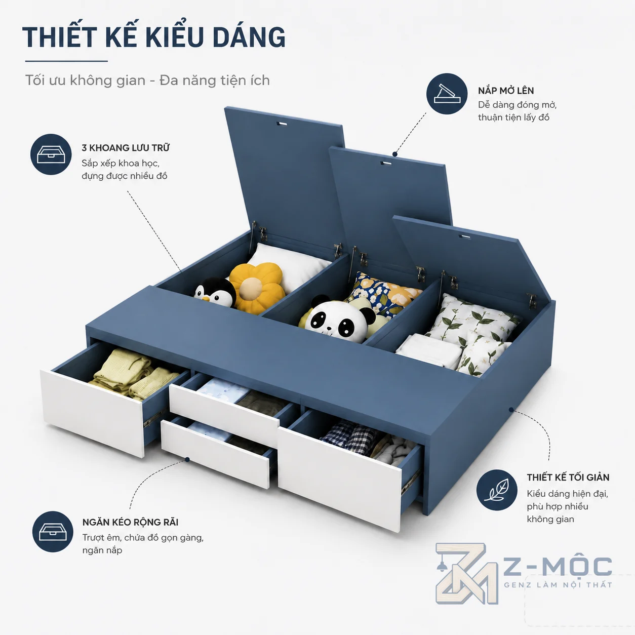 Thiết kế gọn gàng, dễ kết hợp nội thất