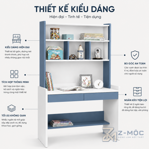Thiết kế gọn gàng, phối màu xanh trắng hài hòa