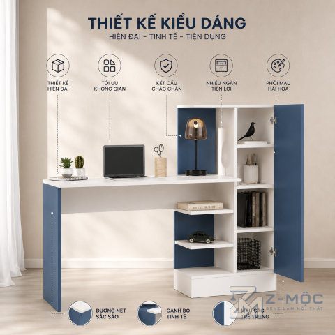 Thiết kế hài hòa, tạo điểm nhấn cho góc học tập