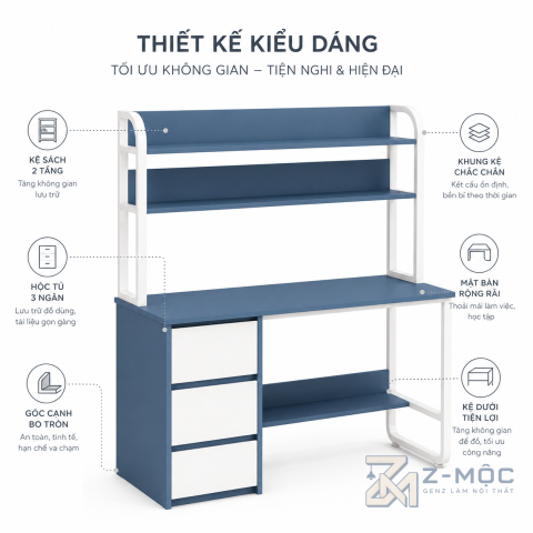Thiết kế hiện đại tạo điểm nhấn cho góc làm việc