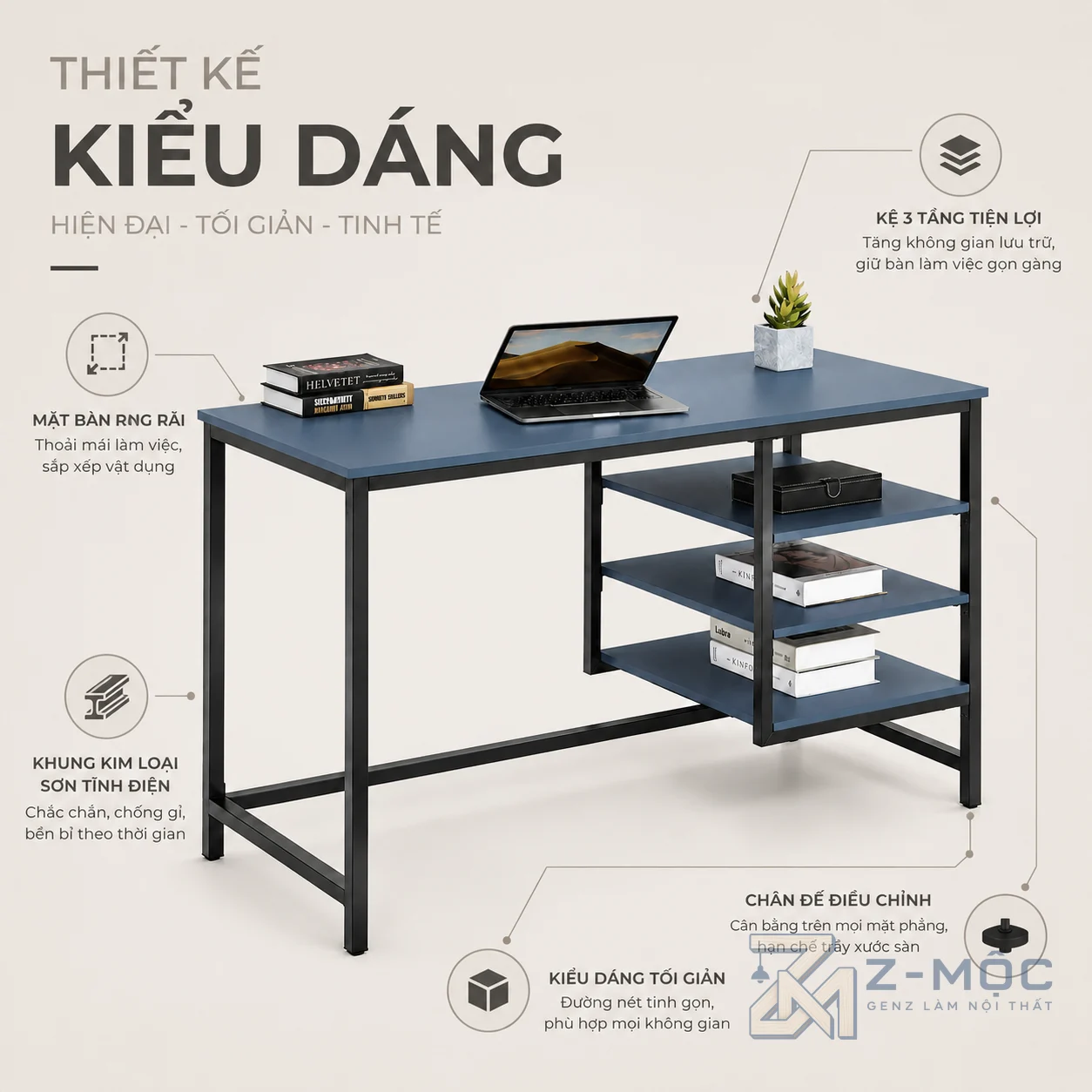 Thiết kế hiện đại, tối giản và chắc chắn