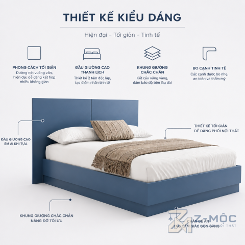 Thiết kế hiện đại với gam màu xanh tạo điểm nhấn