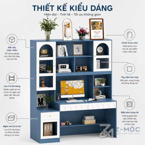 Thiết kế hiện đại với nhiều ngăn chứa tiện dụng