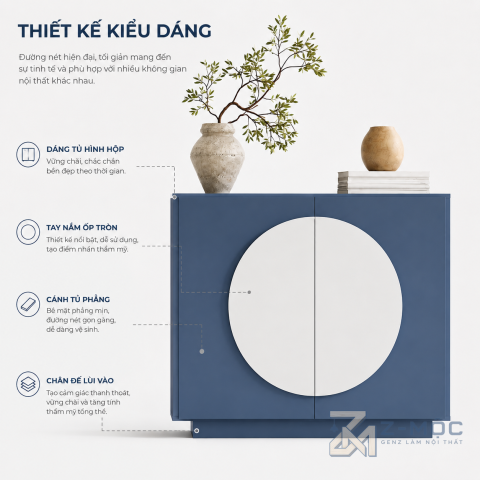 Thiết kế tay nắm tròn tạo điểm nhấn hiện đại