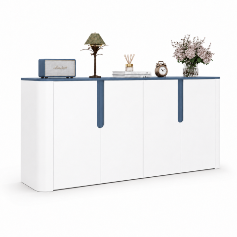 Tủ Để Đồ Phòng Khách Màu Trắng Xanh Cánh Phẳng ZM-94007 - 1500x400x800mm - ZM-94007.2