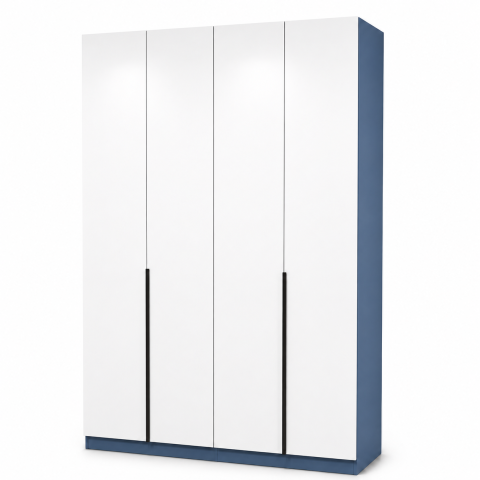 Tủ Quần Áo 4 Cánh Trắng Phối Xanh Cánh Phẳng ZM-10020 - 1600x600x2200mm - ZM-10020.1