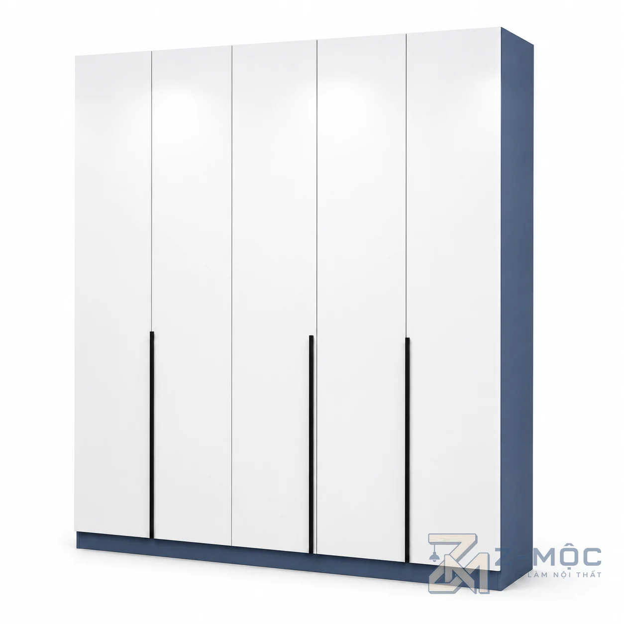 Tủ Quần Áo 4 Cánh Trắng Phối Xanh Cánh Phẳng ZM-10020 - 2000x600x2200mm - ZM-10020.2
