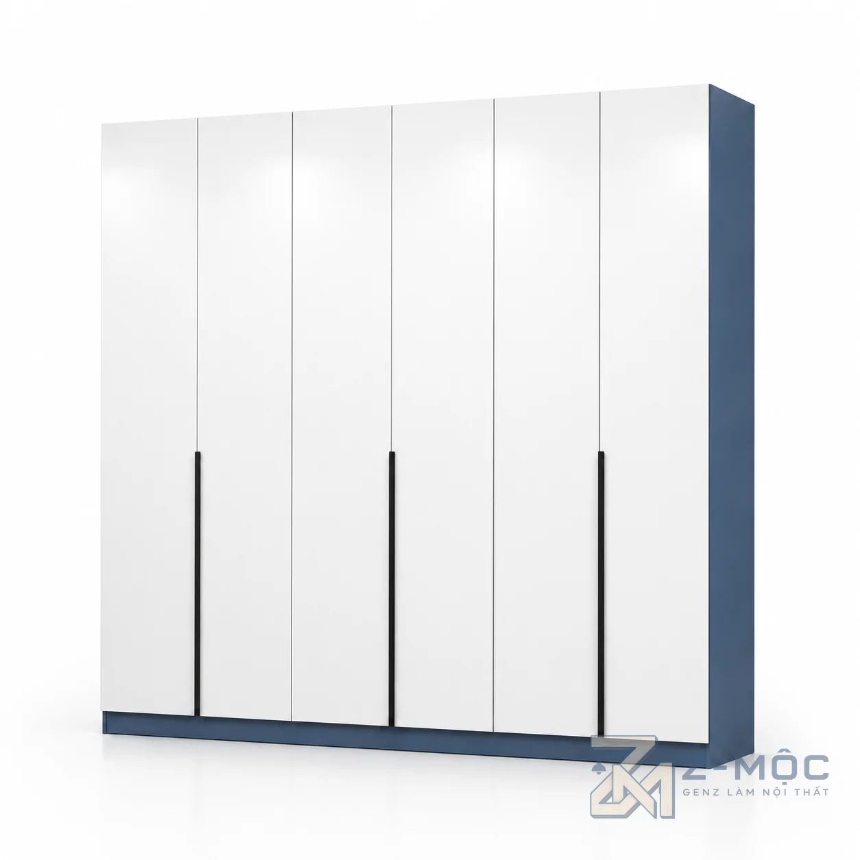 Tủ Quần Áo 4 Cánh Trắng Phối Xanh Cánh Phẳng ZM-10020 - 2400x600x2200mm - ZM-10020.3
