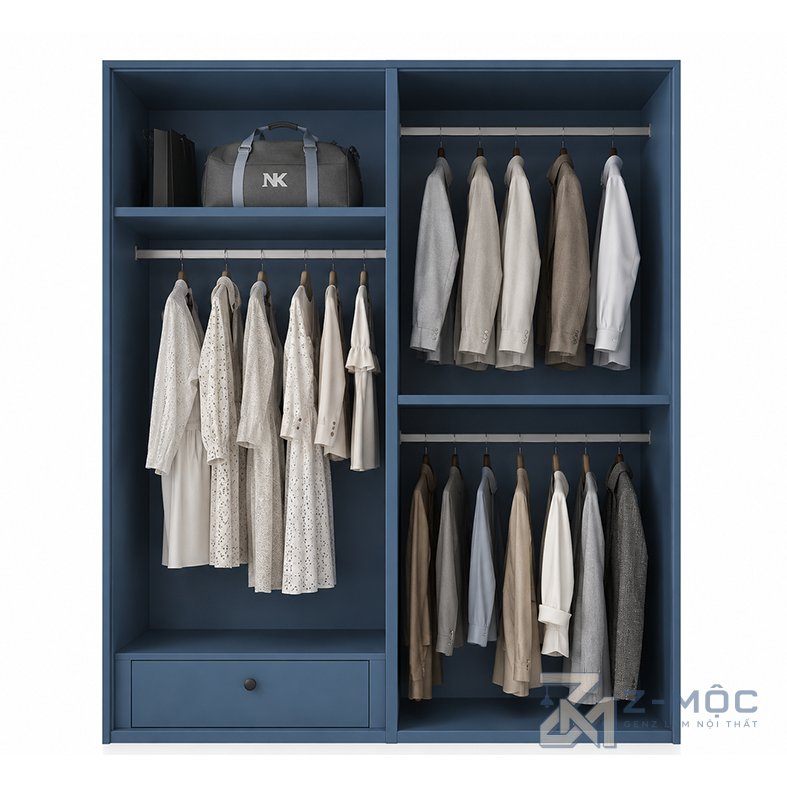 Tủ Quần Áo Cánh Kính Khung Nhôm Phối Cánh Trắng ZM-10012 - ảnh chi tiết 6