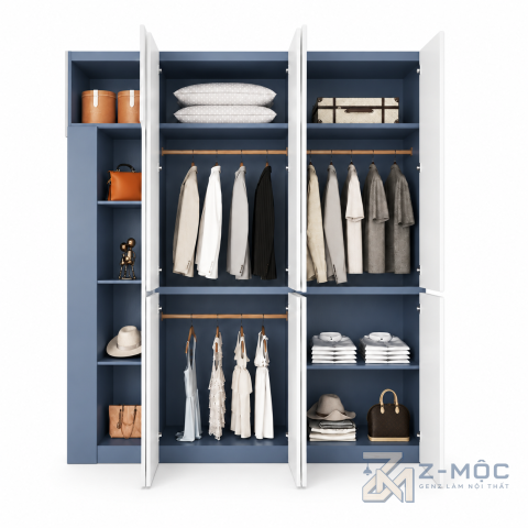 Tủ quần áo cánh phẳng kết hợp kệ trang trí độc đáo ZM-10002 - ảnh chi tiết 1