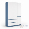 Tủ Quần Áo Cánh Phẳng Phối Trắng Xanh Nhiều Ngăn Tiện Dụng ZM-10001 - 1200x600x2000mm - ZM-10001.1