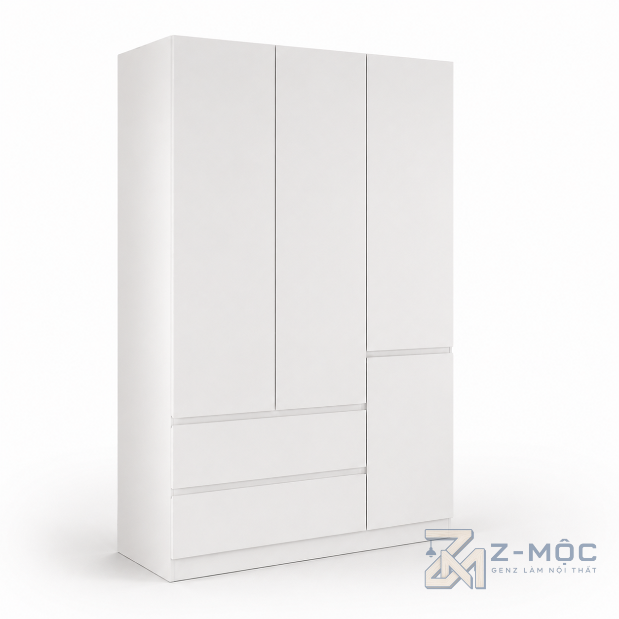 Tủ Quần Áo Cánh Phẳng Phối Trắng Xanh Nhiều Ngăn Tiện Dụng ZM-10001 - ảnh chi tiết 10
