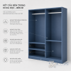 Tủ Quần Áo Cánh Phẳng Phối Trắng Xanh Nhiều Ngăn Tiện Dụng ZM-10001 - ảnh chi tiết 7