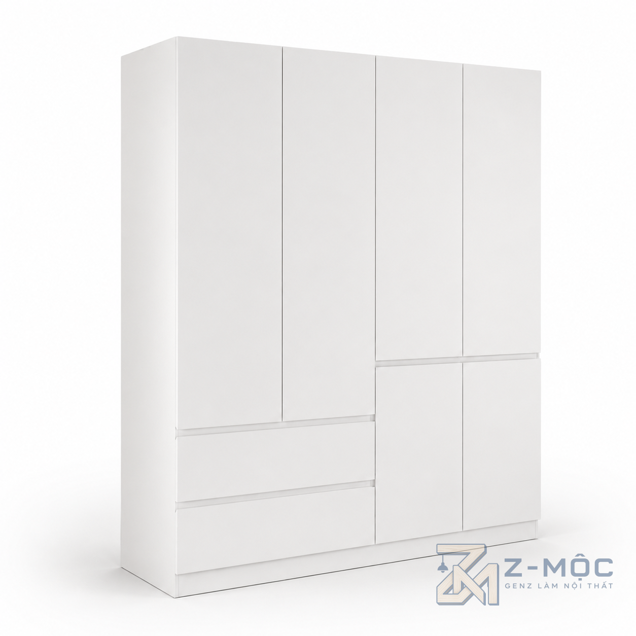 Tủ Quần Áo Cánh Phẳng Phối Trắng Xanh Nhiều Ngăn Tiện Dụng ZM-10001 - ảnh chi tiết 9