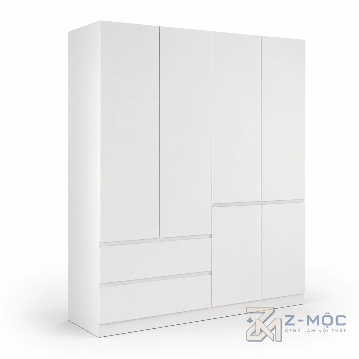 Tủ Quần Áo Cánh Phẳng Phối Trắng Xanh Nhiều Ngăn Tiện Dụng ZM-10001 - ảnh chi tiết 9