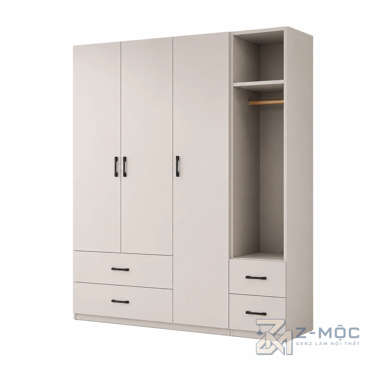 Tủ Quần Áo Kèm Khoang Treo Hở Màu Xanh Trắng v ZM-10011 - ảnh chi tiết 8
