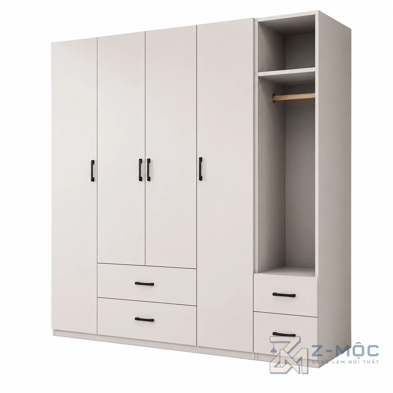 Tủ Quần Áo Kèm Khoang Treo Hở Màu Xanh Trắng v ZM-10011 - ảnh chi tiết 9