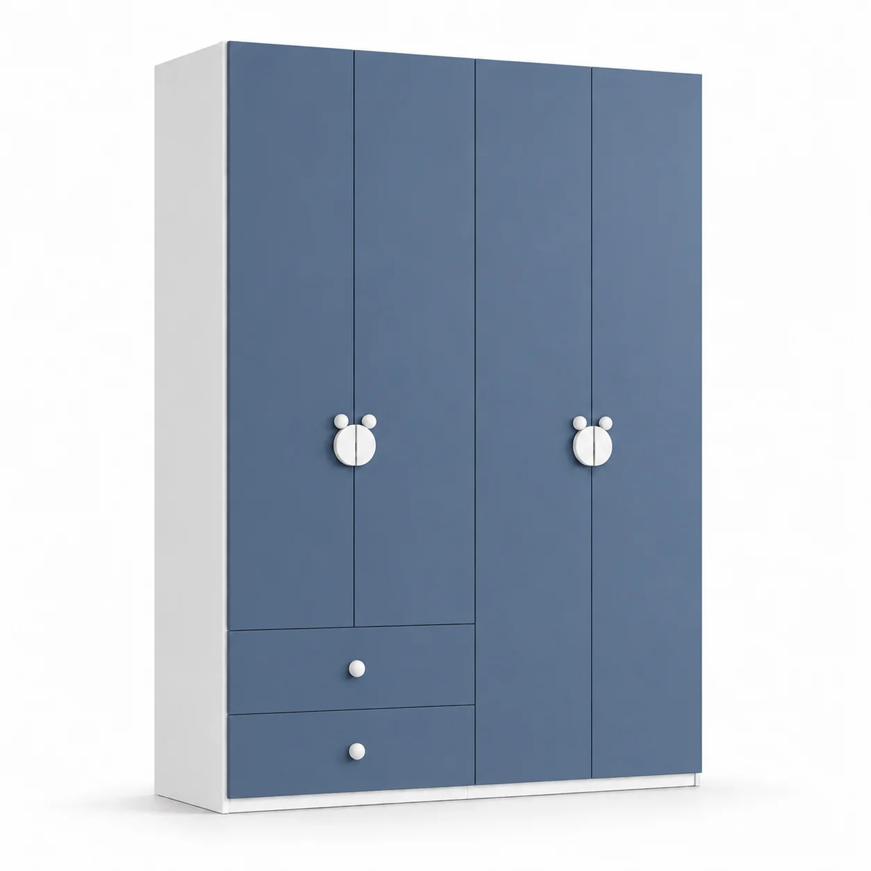 Tủ Quần Áo Màu Xanh Có Ngăn Kéo Tay Nắm Hình Gấu ZM-10003 - 1600x600x2400mm - ZM-10003.2