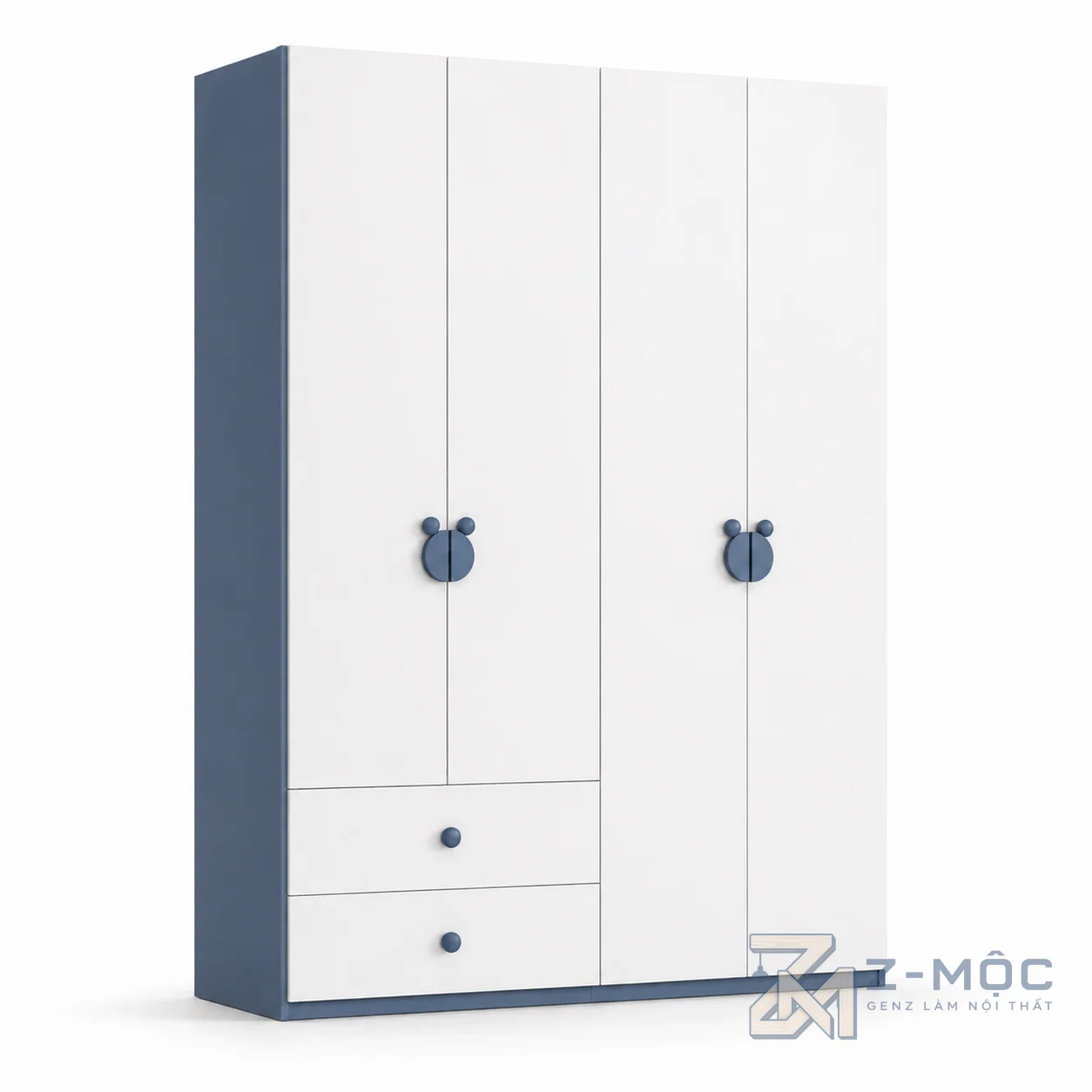 Tủ Quần Áo Màu Xanh Có Ngăn Kéo Tay Nắm Hình Gấu ZM-10003 - ảnh chi tiết 1