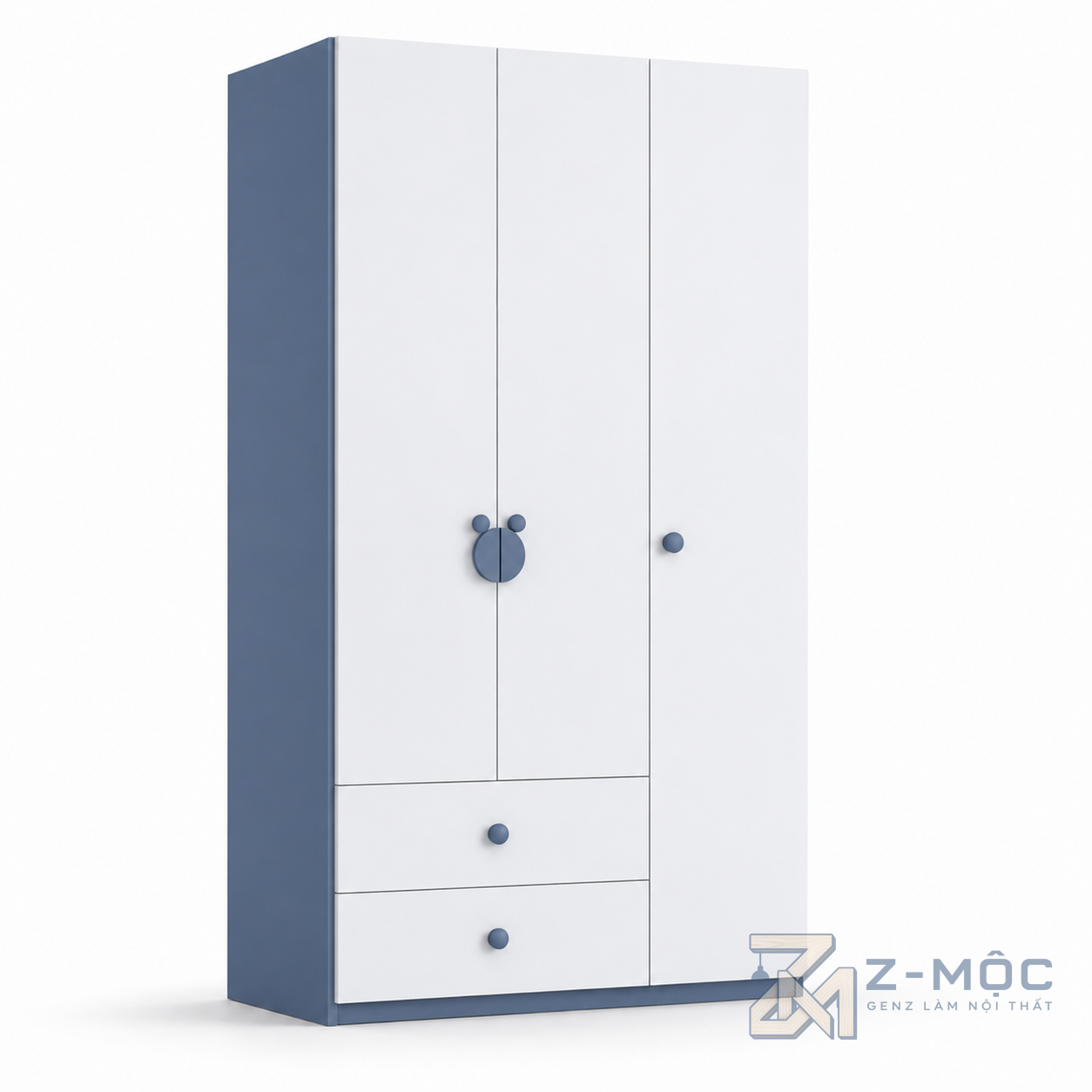 Tủ Quần Áo Màu Xanh Có Ngăn Kéo Tay Nắm Hình Gấu ZM-10003 - ảnh chi tiết 3