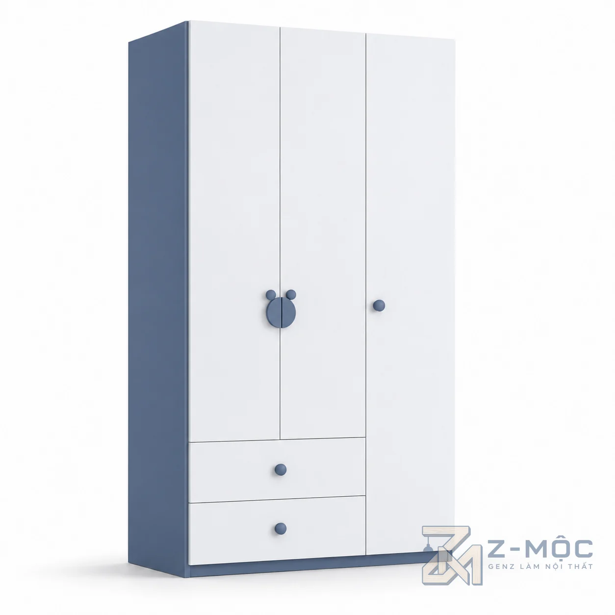 Tủ Quần Áo Màu Xanh Có Ngăn Kéo Tay Nắm Hình Gấu ZM-10003 - ảnh chi tiết 3