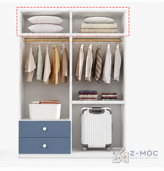 Tủ Quần Áo Màu Xanh Có Ngăn Kéo Tay Nắm Hình Gấu ZM-10003 - ảnh chi tiết 6