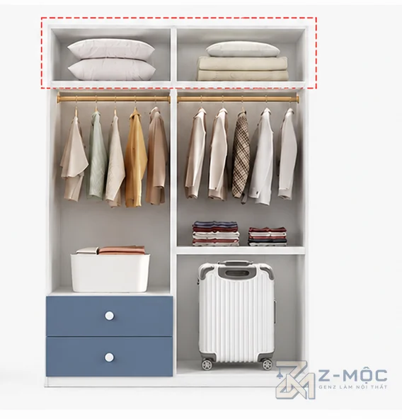Tủ Quần Áo Màu Xanh Có Ngăn Kéo Tay Nắm Hình Gấu ZM-10003 - ảnh chi tiết 6