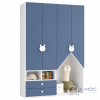 Tủ Quần Áo Trẻ Em Màu Xanh Tay Nắm Hình Gấu ZM-10021 - 1600x600x2400mm - ZM-10021.1