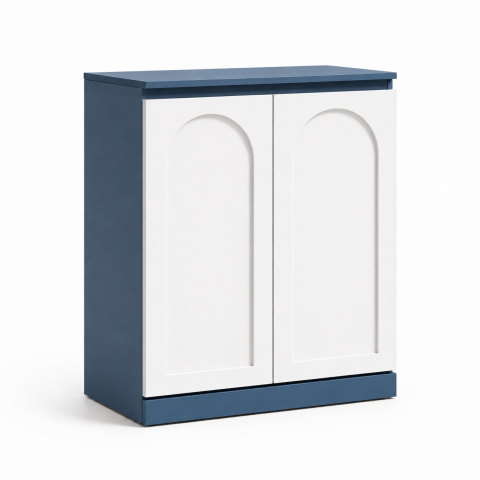 Tủ Trang Trí 2 Cánh Gỗ Công Nghiệp Phối Màu Xanh Trắng ZM-94005 - 700x350x850mm