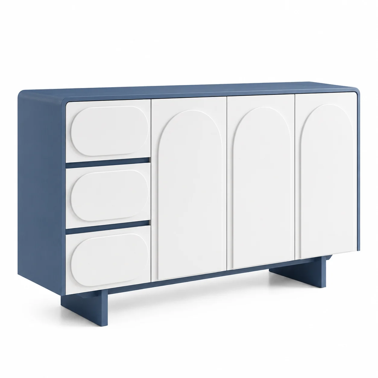 Tủ Trang Trí Cánh Sơn Phối Màu Xanh Trắng ZM-94006 - 1500x400x880mm - ZM-94006.1