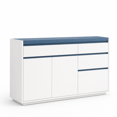 Tủ Trang Trí Phòng Khách Màu Trắng Phối Xanh ZM-94008 - 1500x400x900mm - ZM-94008.2