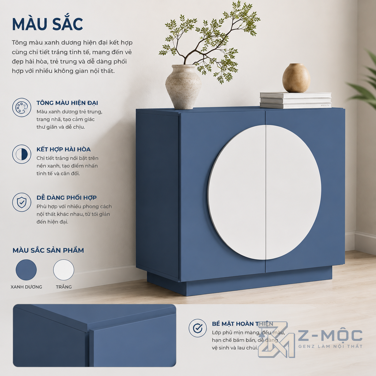 Tủ Trang Trí Tay Nắm Tròn Hiện Đại Nhỏ Gọn ZM-94001 - ảnh chi tiết 4