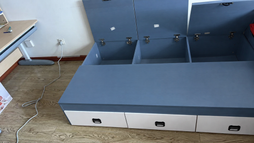 Giường Ngủ Xanh Trắng 3 Hộc Kéo Đầu Giường Bọc Nệm ZM-11035 photo review
