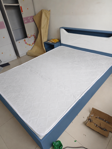 Giường Ngủ Xanh Có Đệm Đầu Giường Liền Kệ Để Đồ ZM-11032 photo review