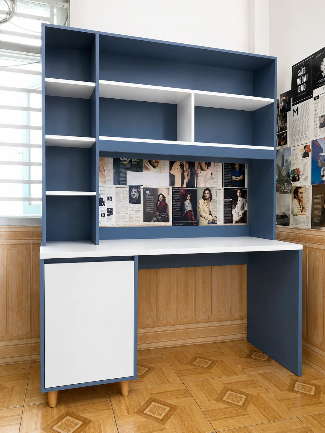 Bàn Học Và Làm Việc Liền Giá Sách Có Tủ Lưu Trữ ZM-70038