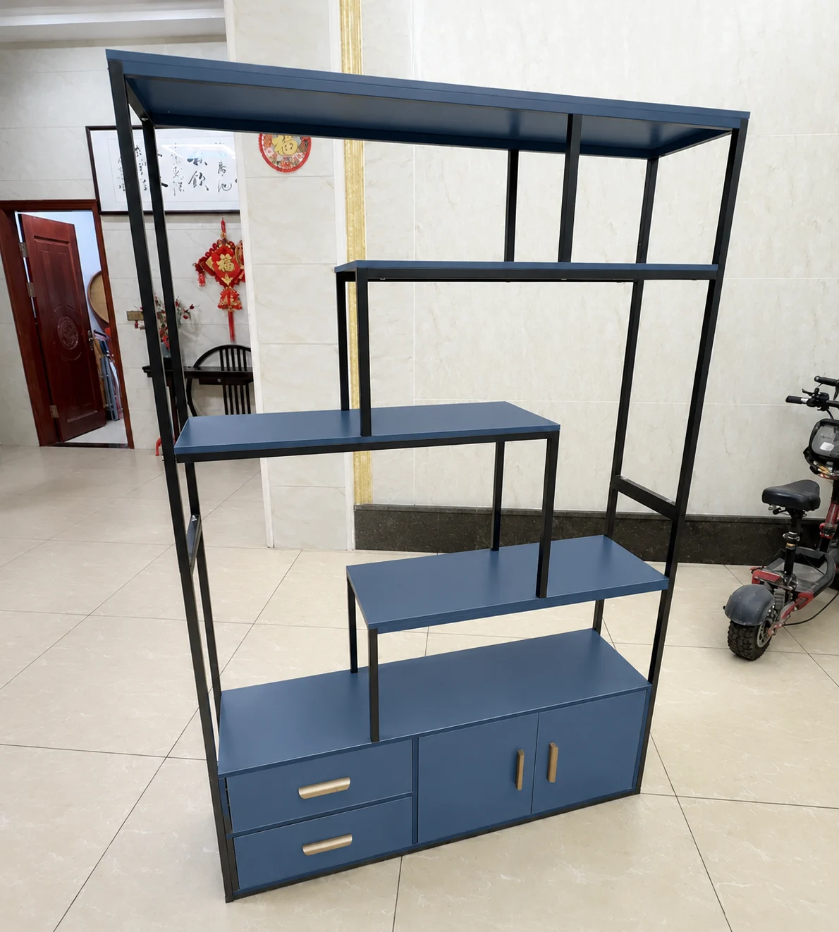 Kệ Trang Trí Gỗ MDF Kết Hợp Khung Sắt Có Tủ Ngăn Kéo ZM-94012