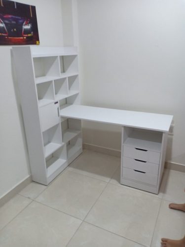 Bàn Làm Việc Liền Kệ Sách Màu Trắng Tiện Lợi ZM-70034 photo review