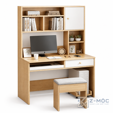 Bàn Học Liền Giá Sách Màu Xanh Dương Tiện Lợi ZM-70036 - ảnh chi tiết 1